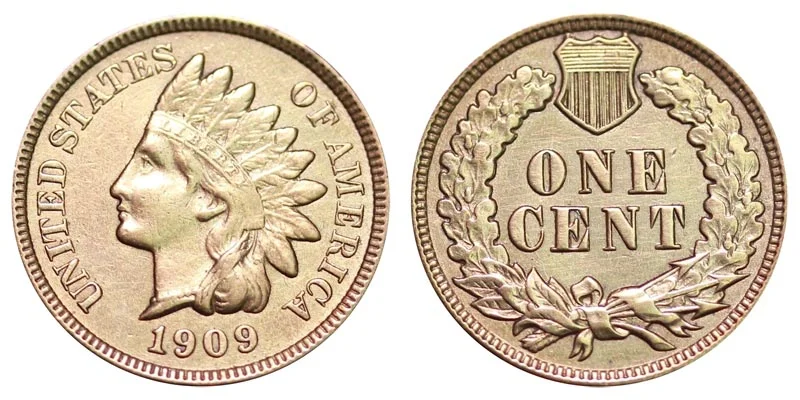 1909-S Indian Head penny obverse showing Indian portrait, LIBERTY headband, and date