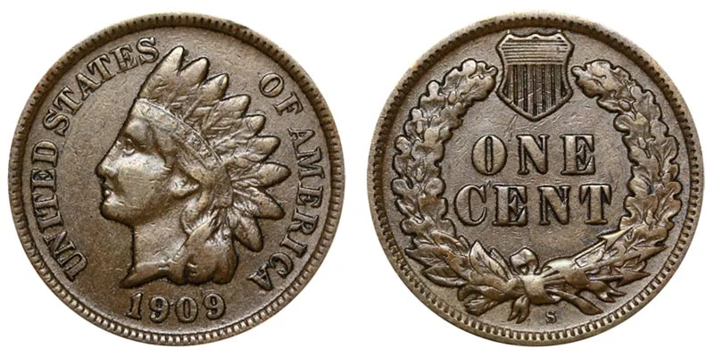 1909-S Over Horizontal S variety close-up showing the sideways S remnant behind the upright mint mark